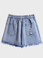 Summer Plus Size Ripped Denim Shorts