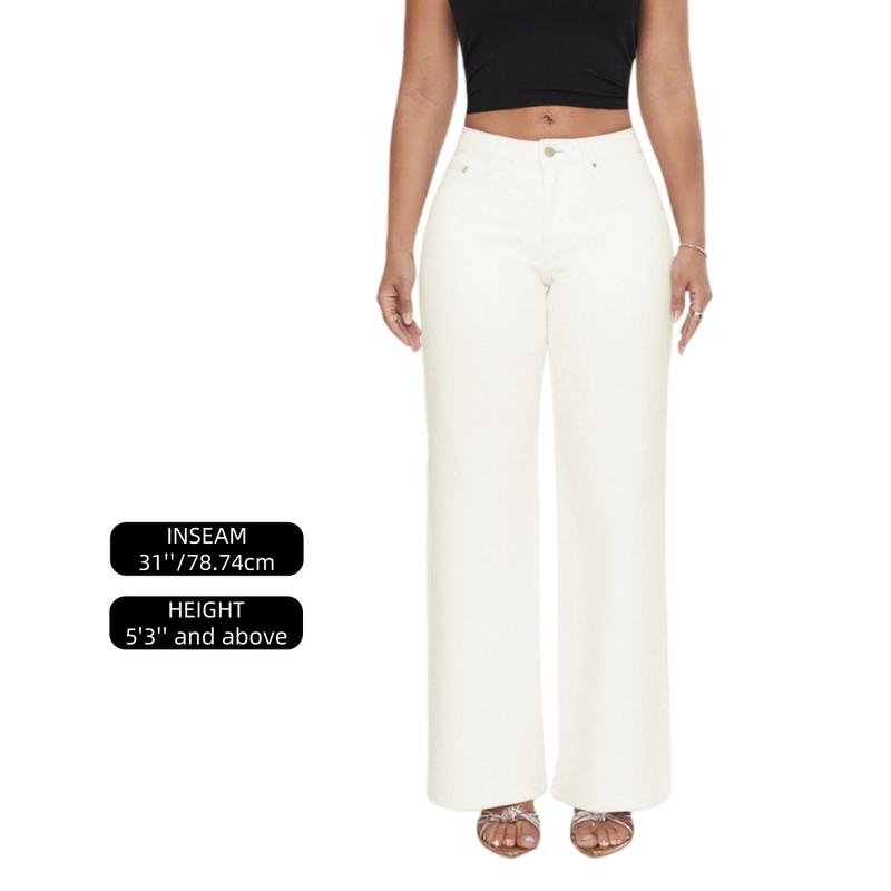 Mid-low Rise Baggy Stretchy Distressed Wide Leg Jeans