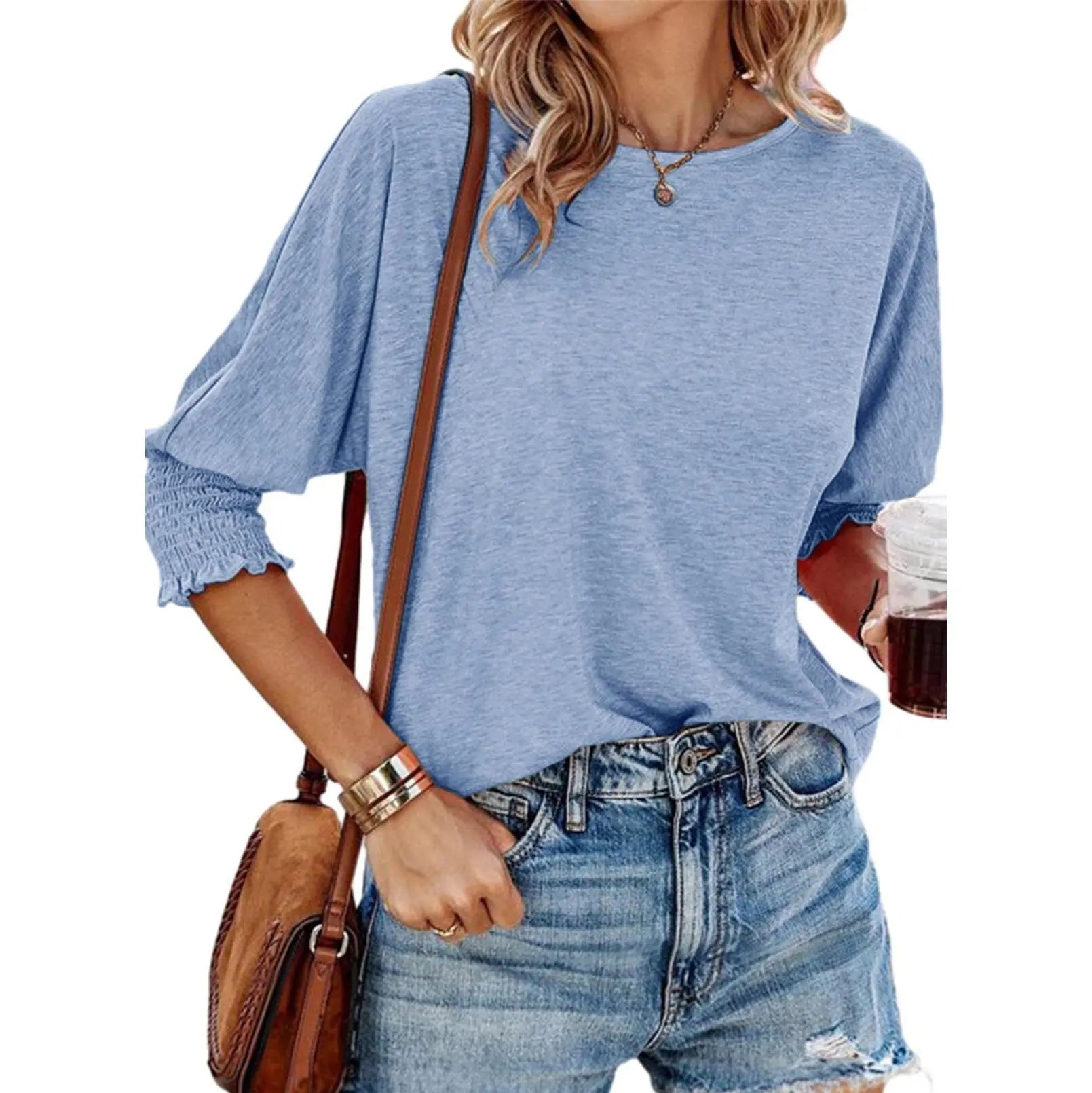Women's 2026 Fashion Tops 3/4 Sleeve T-Shirts Cute Crewneck Basic Business Tees Blouses Casual Summer Wear Super Soft Breathable Fabric
