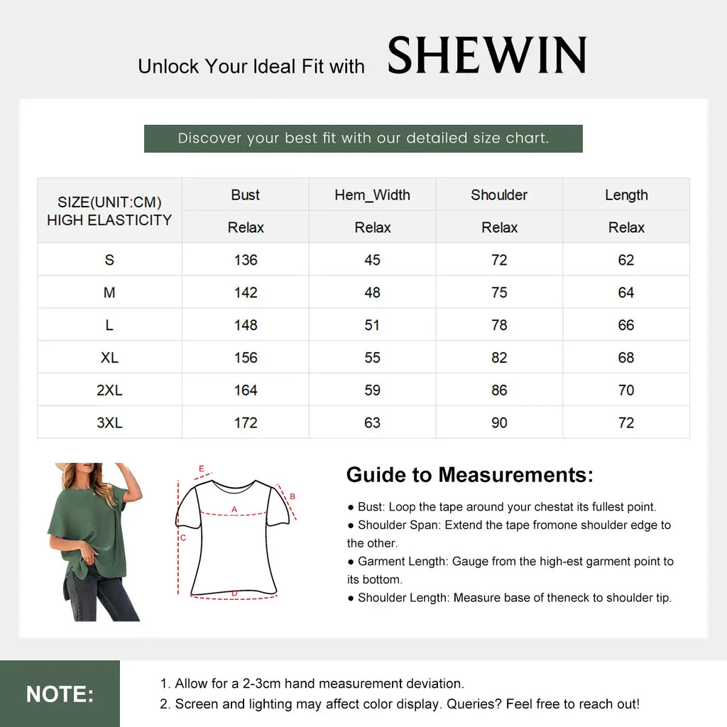 Shewin Women's Ribbed Knit Top Batwing Short Sleeve Crew Neck Oversized High Low Side Split Casual Blouse  DealsForYouDays