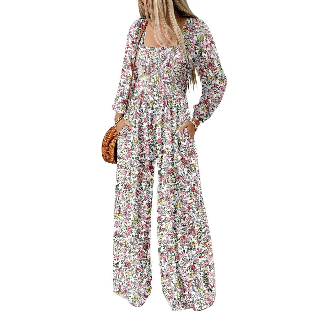 Dokotoo Women's Casual Loose Overalls Jumpsuits One Piece Long Sleeve Wide Leg Long Pant Rompers With Pockets