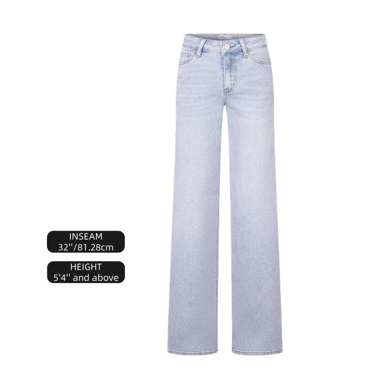 Mid-low Rise Baggy Stretchy Distressed Wide Leg Jeans