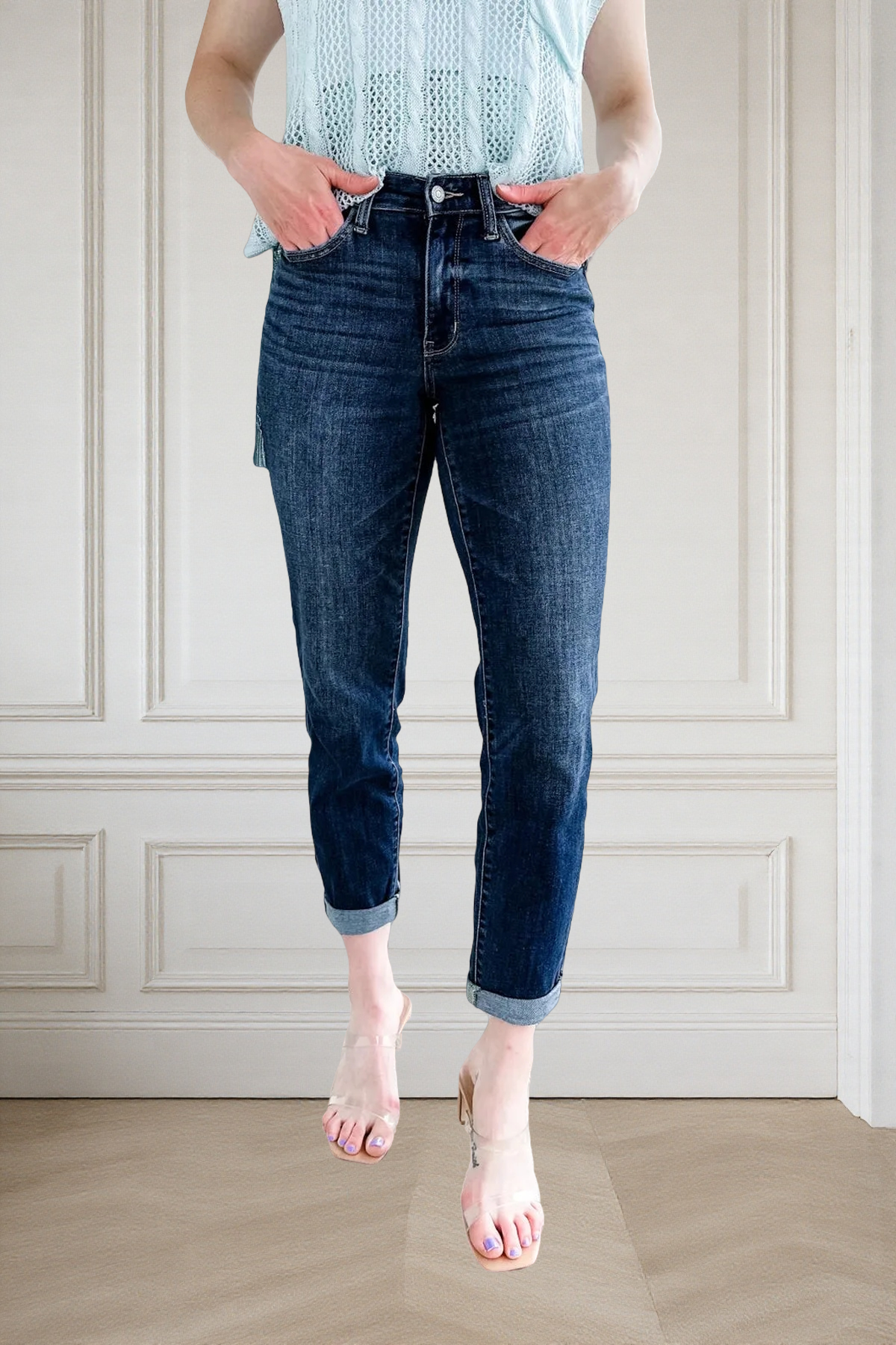 Tummy Control Cuffed Slim Fit Jeans
