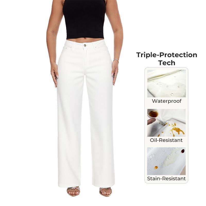 Mid-low Rise Baggy Stretchy Distressed Wide Leg Jeans