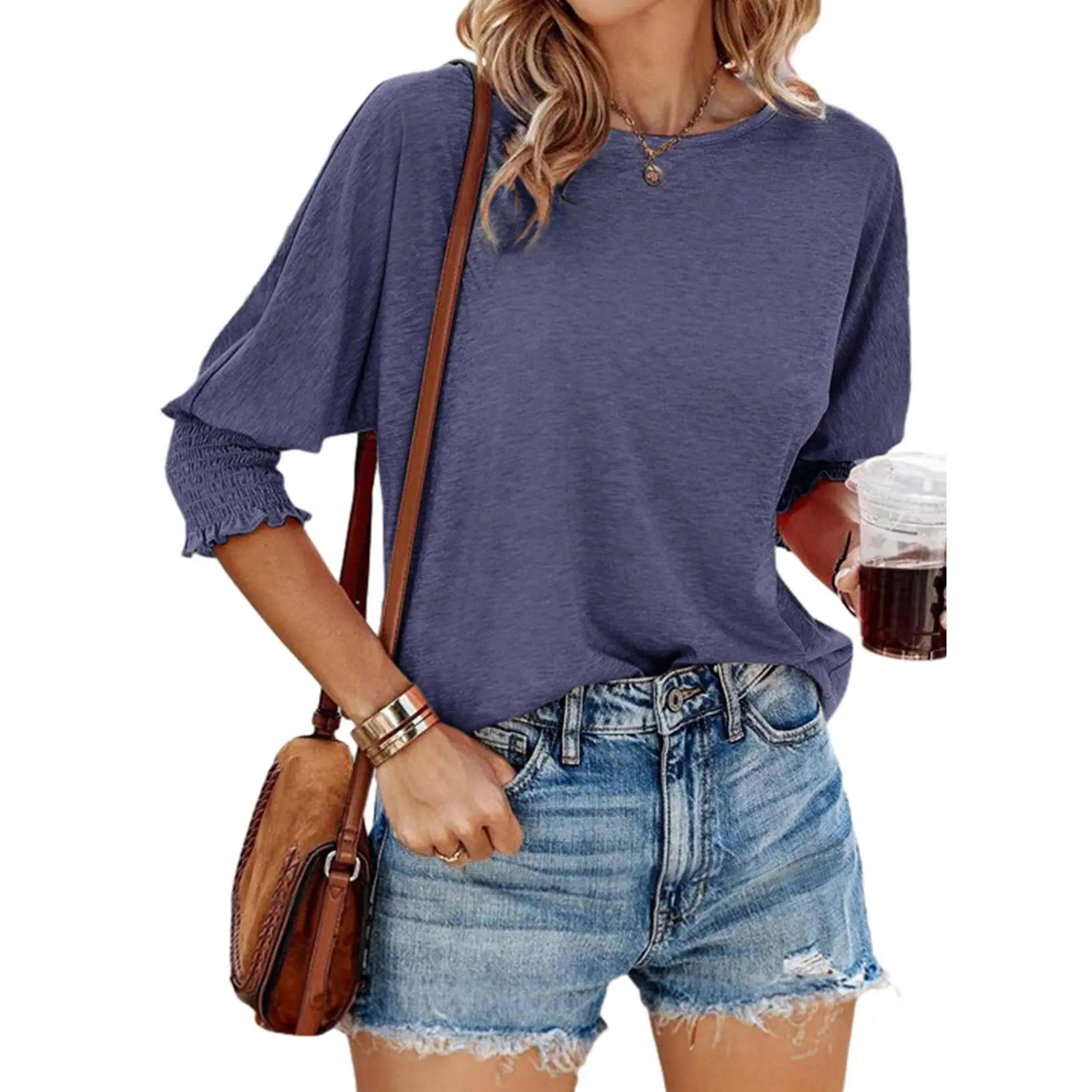 Women's 2026 Fashion Tops 3/4 Sleeve T-Shirts Cute Crewneck Basic Business Tees Blouses Casual Summer Wear Super Soft Breathable Fabric