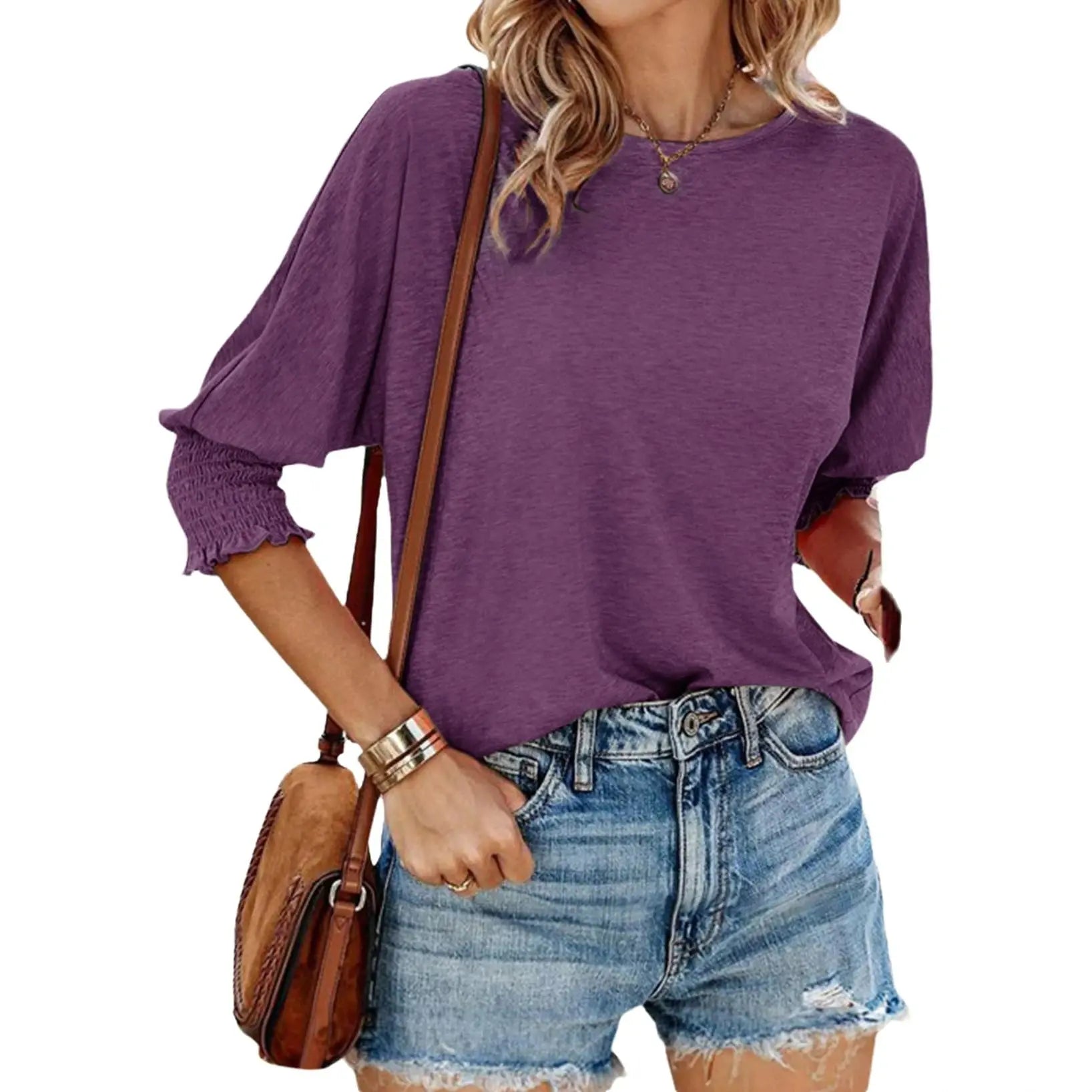 Women's 2026 Fashion Tops 3/4 Sleeve T-Shirts Cute Crewneck Basic Business Tees Blouses Casual Summer Wear Super Soft Breathable Fabric