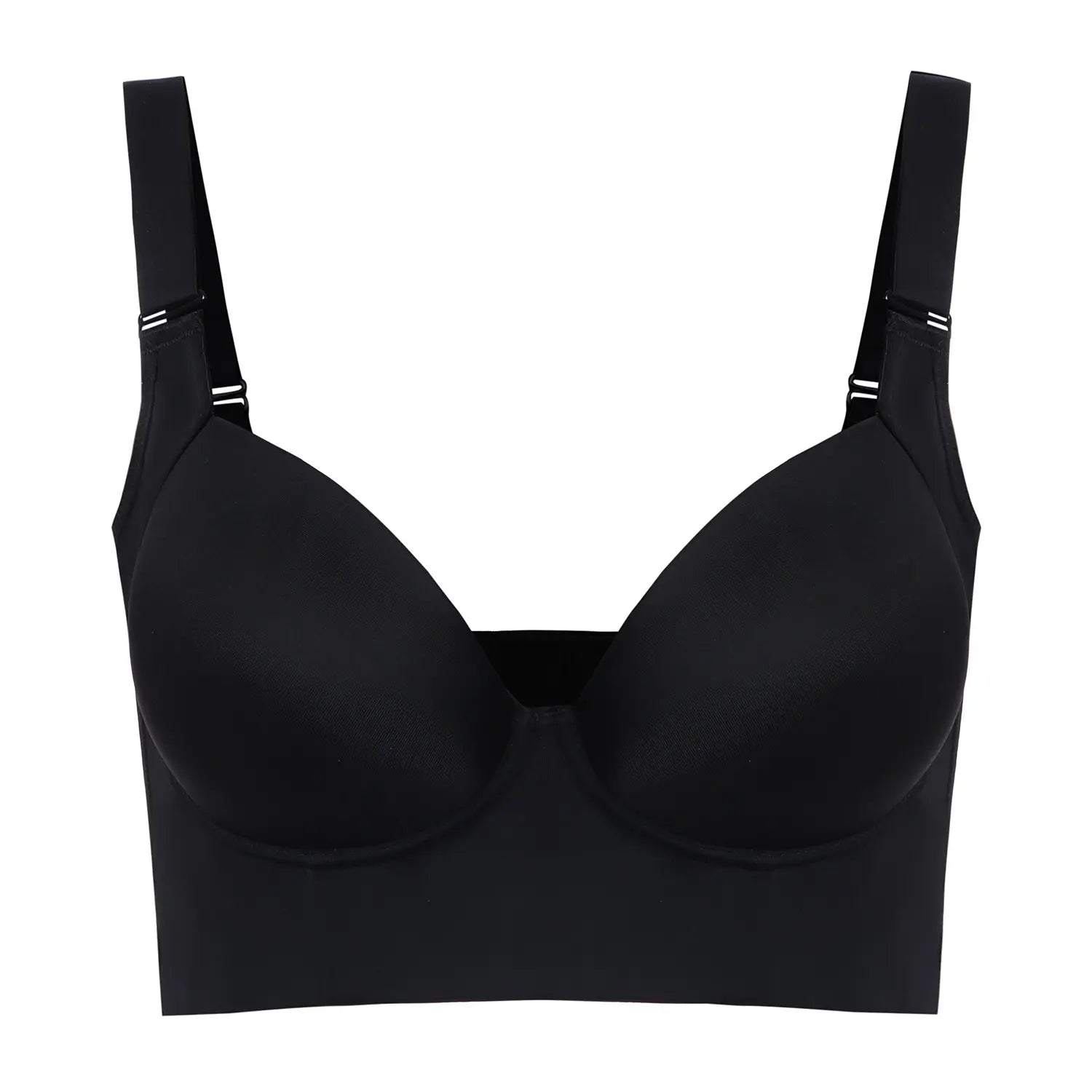 Rebleu Braless Deep V Bra with Wide Straps | Wireless Seamless Design for Supportive U-Back Comfort & Sexy Shape