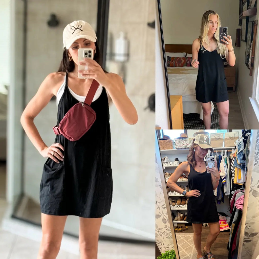 Tanming Women's Sleeveless Sports Romper Dress - Athletic V-Neck Spaghetti Strap Mini Sundress with Built-in Shorts, Pockets, Sporty Chic Design, Athleisure Women's Clothes for Summer, Spring Tennis,summerwins