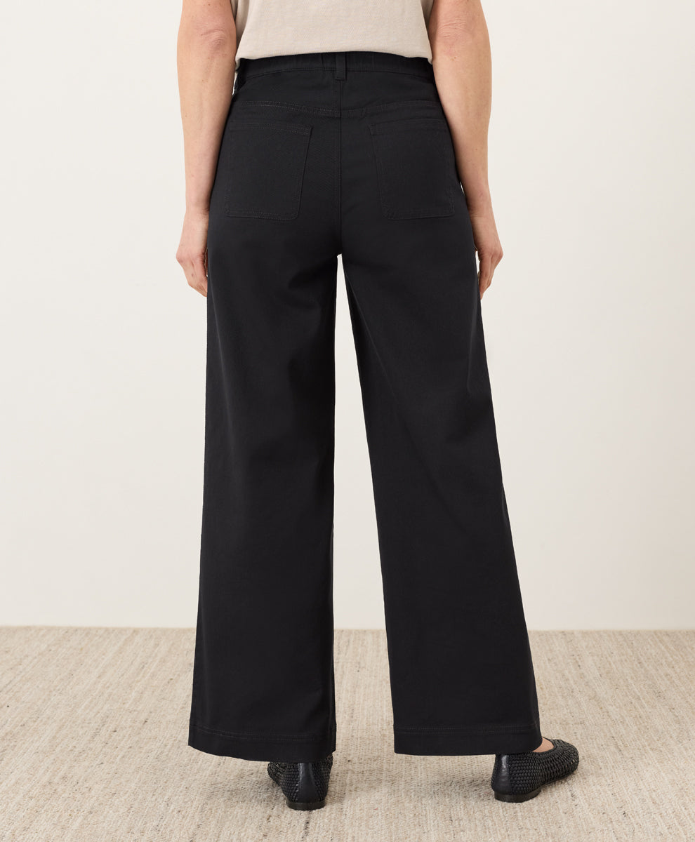 Stretch Twill Wide Leg Pant - Black