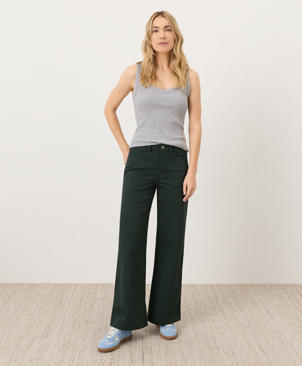 Stretch Twill Wide Leg Pant - Dark Spruce