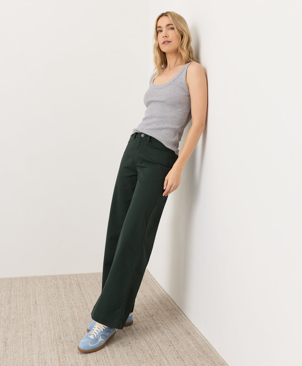 Stretch Twill Wide Leg Pant - Dark Spruce